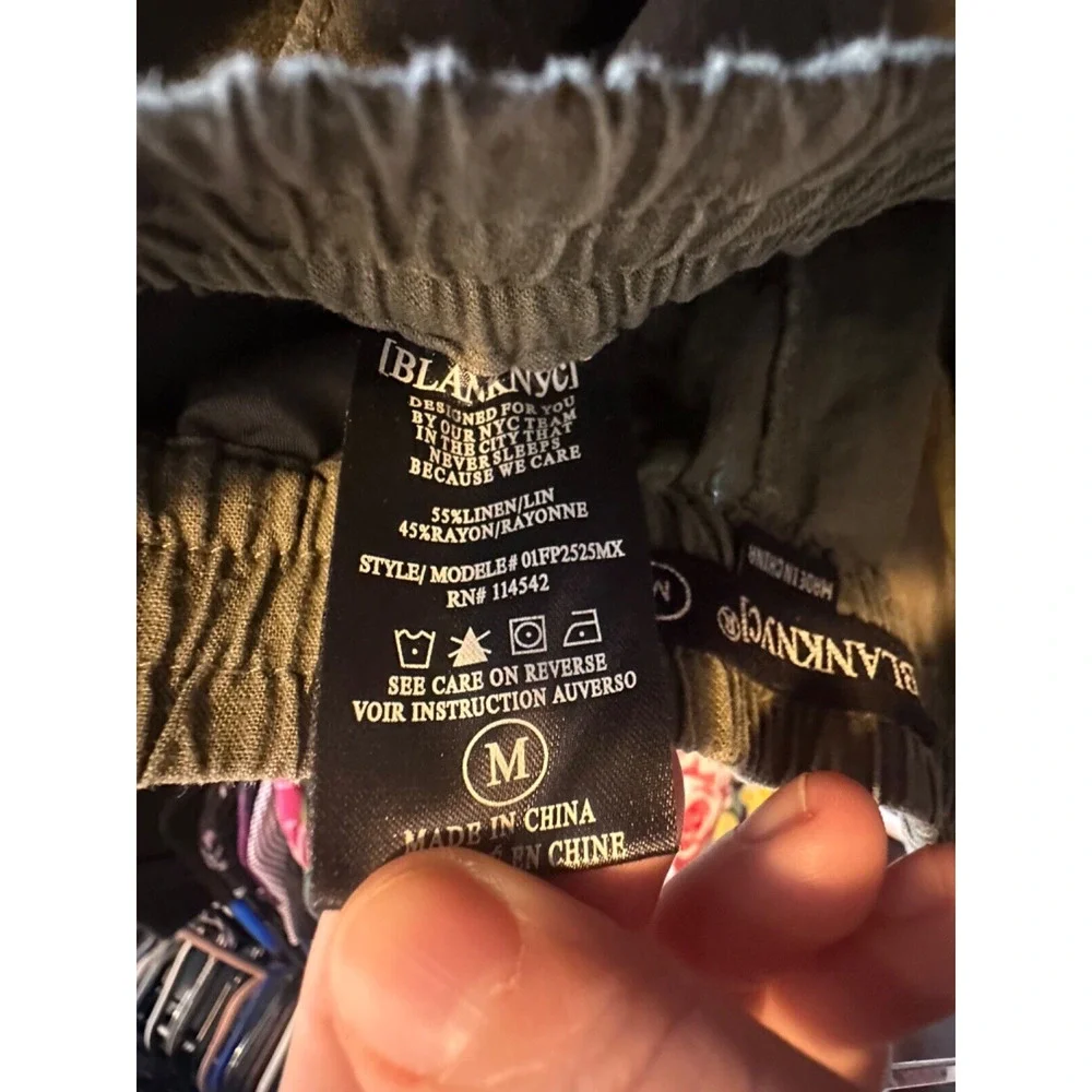 BLANKNYC Womens Pants Green Size Medium Jogger High Rise Utility Linen Blend